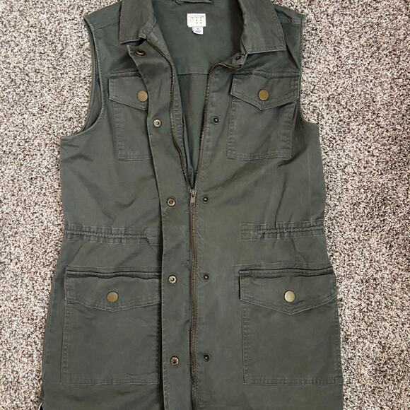 A New Day olive green utility vest zip up size small - Picture 5 of 6